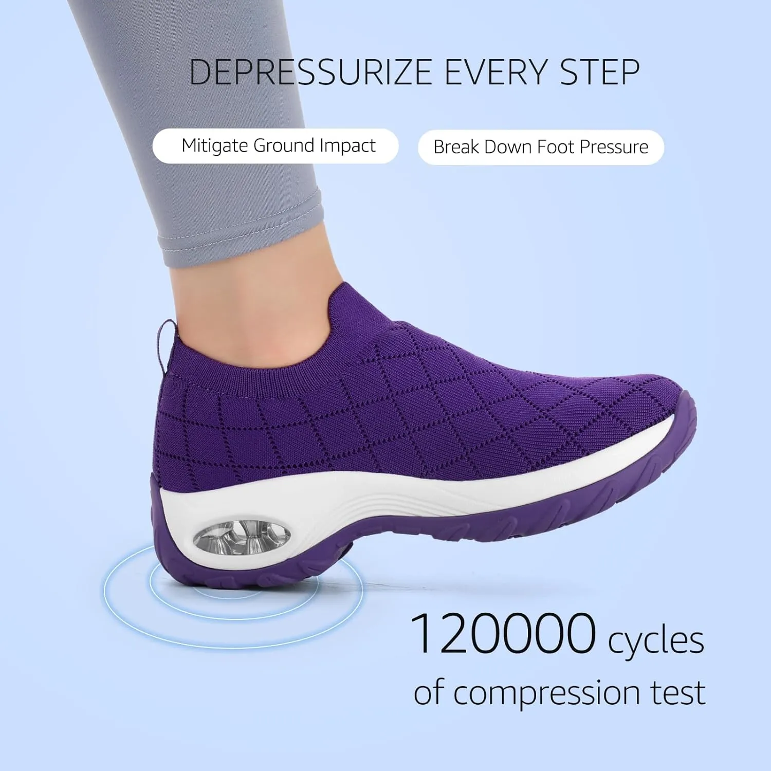 STQ Womens Walking Shoes with Arch Support Non Slip Work Shoes Quilted Slip on Sock Sneakers