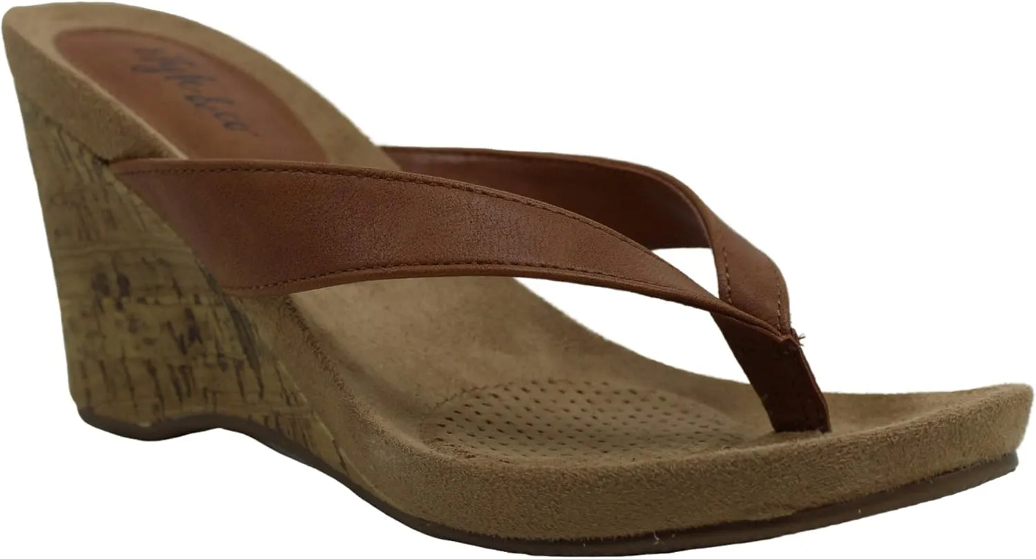 Style & Co. Womens Chicklet Thong Wedge Sandals
