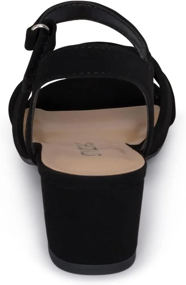 STYLISH S KHLOE-K Little Girls Round Open Toe Criss Cross Ankle Hook and Loop Strap Low Block Heel Dress Sandals