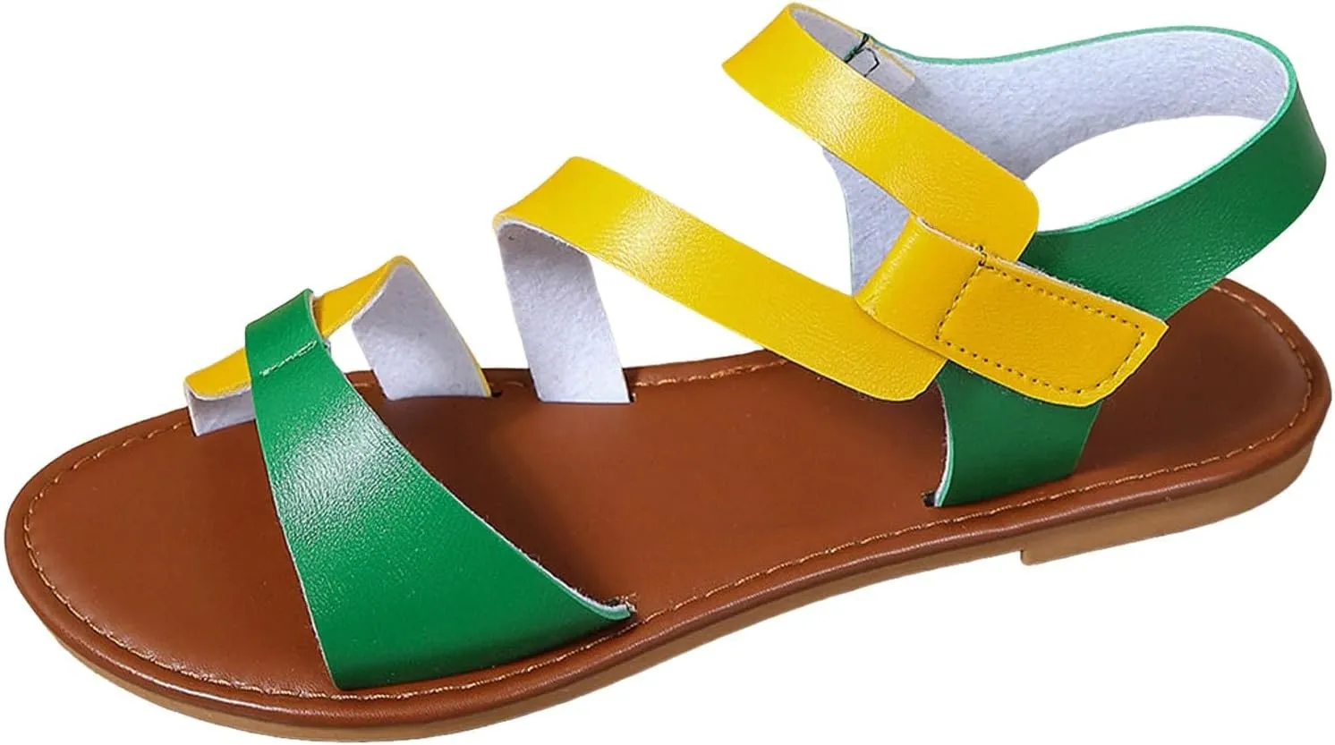 SuanlaTDS Flat Summer Sandals for Women 2025 Dressy Summer Beach Outdoor Boho Sexy Cute Gladiator Shoes Comfortable Wide Width Open Toe Ankle Strap Low Heel Flats Sandal for Daily Wear
