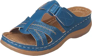 SuanlaTDS Orthopedic Sandals for Women Wedge Summer Dressy Comfortable Arch Support Slip On Platform Beach Walking Shoes 2025 Outdoor Open Toe Low Heels Boho Party Slide Sandal Slippers