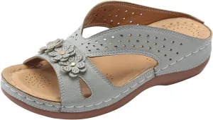 SuanlaTDS Orthopedic Sandals for Women, Womens Summer Comfortable Wedge Arch Support Flip Flops Platform Dressy Slip-on Slides Low Heel Beach Outdoor Walking Shoes 2025 Open Toe Wedges Sandal