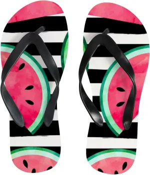 Summer Flip Flops for Women Girls - Watermelon Stripes Casual Thong Slippers Slide Flat Sandals for Beach