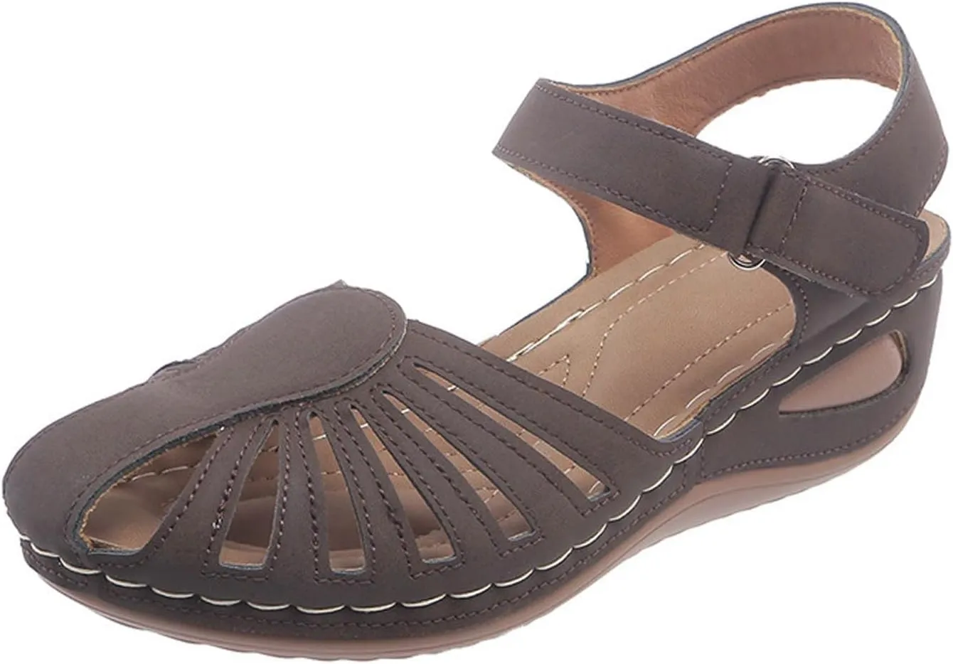 Summer Wedge Sandals For Women Dressy 2025,Arch Support Comfortable Beach Walking Open Toe Flock Platform Sandals Casual Slip on Outdoor Shoes ﻿