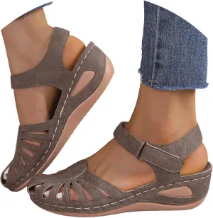 Summer Wedge Sandals For Women Dressy 2025,Arch Support Comfortable Beach Walking Open Toe Flock Platform Sandals Casual Slip on Outdoor Shoes ﻿