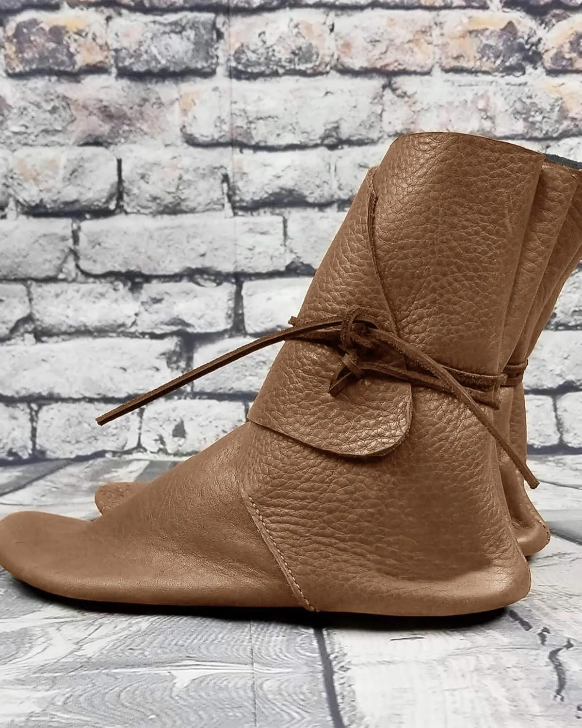 Syktkmx Mens Renaissance Boots Slip on Lace Up Medieval Cosplay Western Pirate Viking Tied Halloween Cuff Shoes