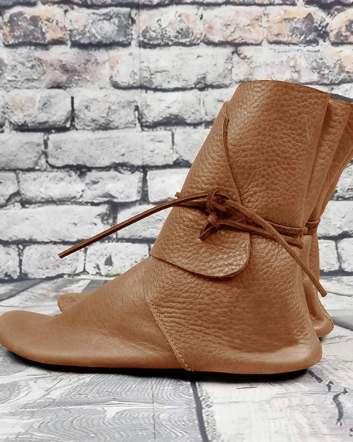 Syktkmx Mens Renaissance Boots Slip on Lace Up Medieval Cosplay Western Pirate Viking Tied Halloween Cuff Shoes