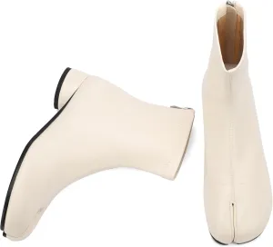Tabi Boots Split Toe Ankle Boots for Women Japanese Ninja Shoes Low Heel Block Heels Booties Artificial Leather Boots