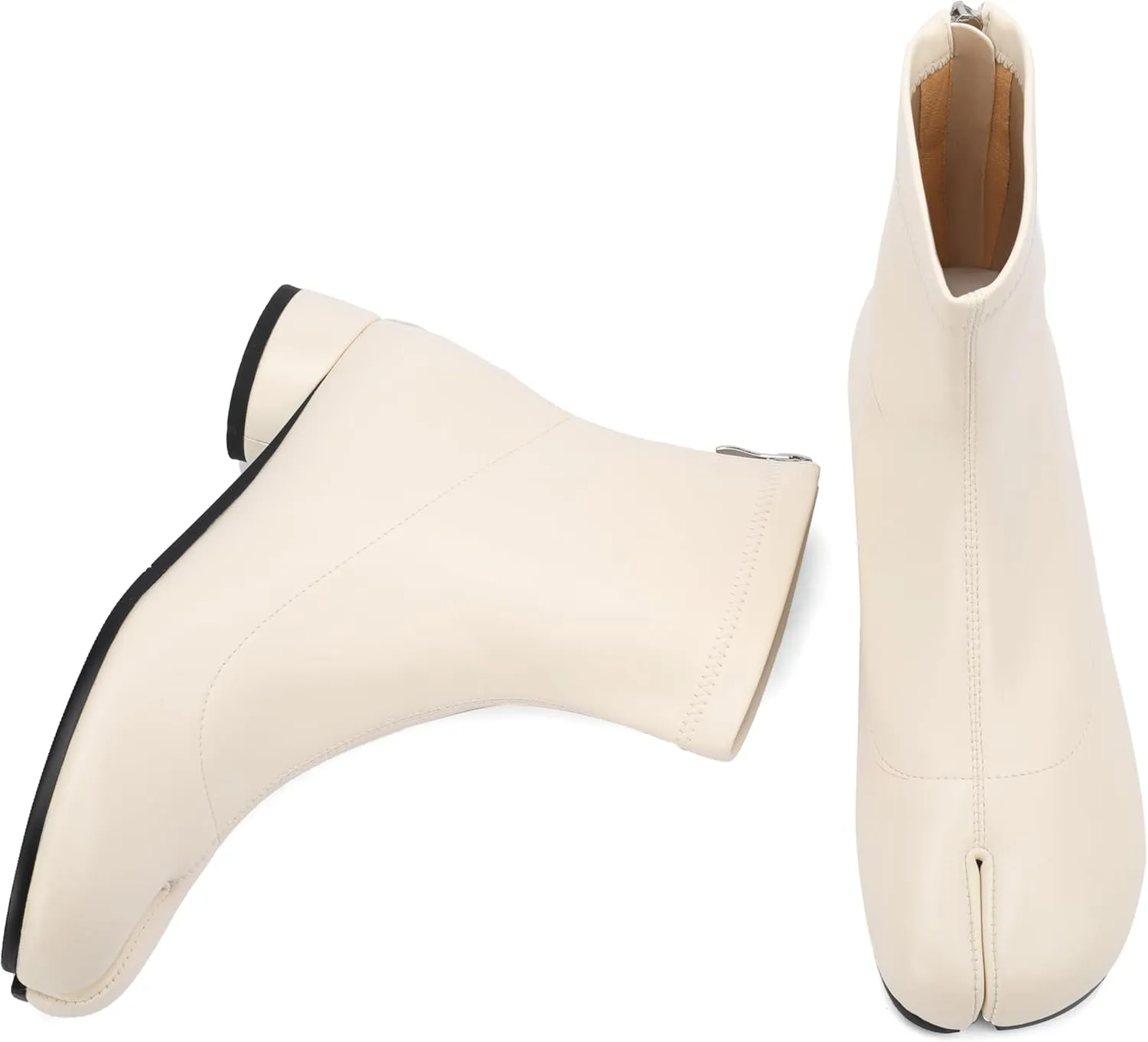Tabi Boots Split Toe Ankle Boots for Women Japanese Ninja Shoes Low Heel Block Heels Booties Artificial Leather Boots