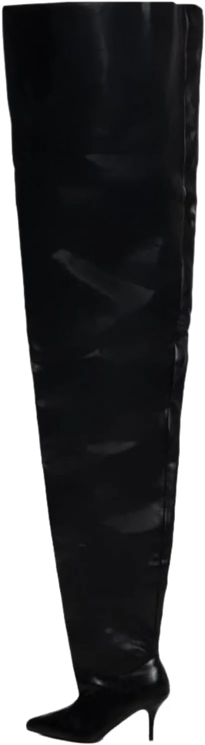 Thigh Knee High Boots For Women,Women's Pointed Toe Extra Wide Width Stiletto High Heel Pleated Fold Over Boot Wide Calf Pull-on Tall Boot Fashion Sexy Dress Boot Slouchy Ruched Slip On Boot
