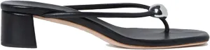 Thong Heeled Sandals for Women Square Toe Mid Heel Flip Flops Slip On Slides Mules Fashion Casual Beach Summer Shoes