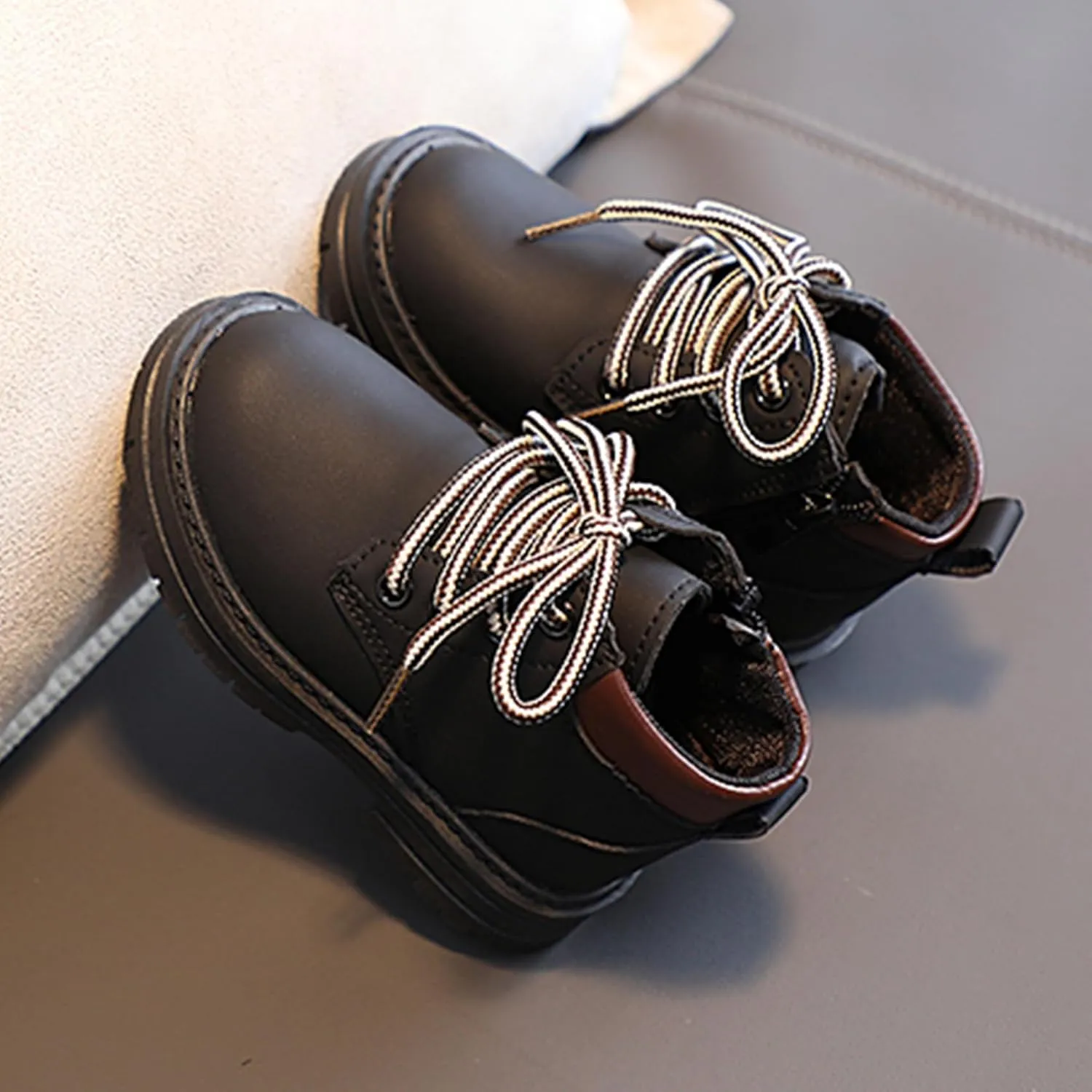 Toddler Boys Girls Boots Hiking Ankle Boots Outdoor Waterproof Kids Work Boots Winter Snow Boots Lace Up Zipper Combat Booties