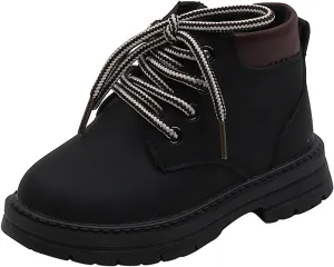 Toddler Boys Girls Boots Hiking Ankle Boots Outdoor Waterproof Kids Work Boots Winter Snow Boots Lace Up Zipper Combat Booties
