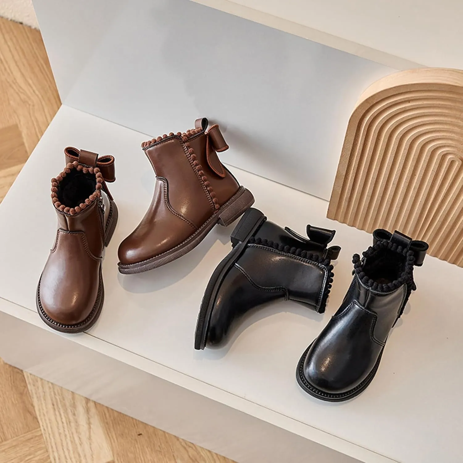 Toddler Boys Girls Combat Ankle Boots Little Kids Chelsea Fall Winter Snow Hiking Work Booties Waterproof Leather Outdoor Shoes