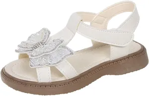Toddler Girl's Summer 3D Rhinestone Butterfly Sandals Cute Open Toe Princess Flower Girls Party Wedding Dress Shoes