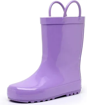 Toddler Rain Boots for Boys Girls Waterproof Rubber Kids Rain Boots with Easy on Handles