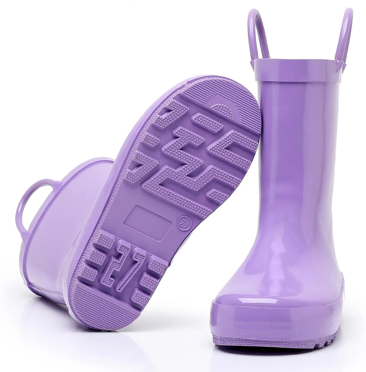 Toddler Rain Boots for Boys Girls Waterproof Rubber Kids Rain Boots with Easy on Handles