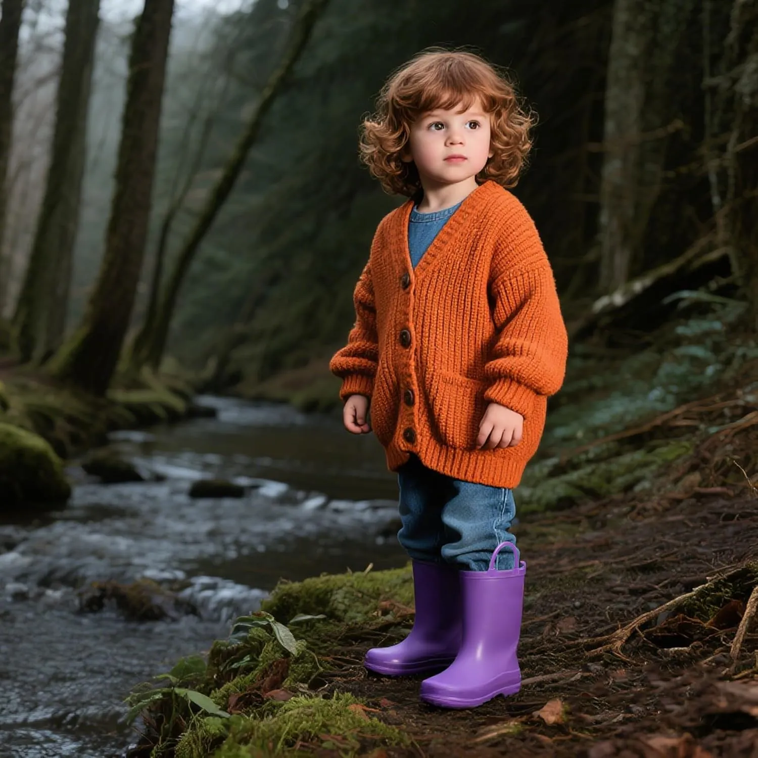 Toddler Rain Boots for Boys Girls Waterproof Rubber Kids Rain Boots with Easy on Handles