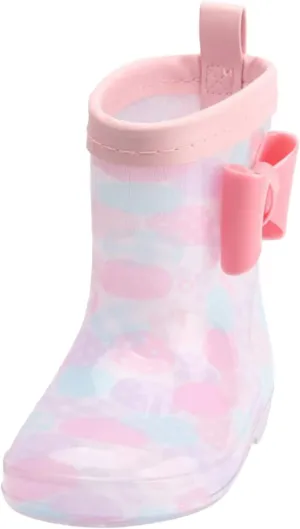 Toddler Rain Boots With Cute Bow Kids Waterproof Rubber Boots For Girls Boys Camouflage Rain Boots For Girls Short