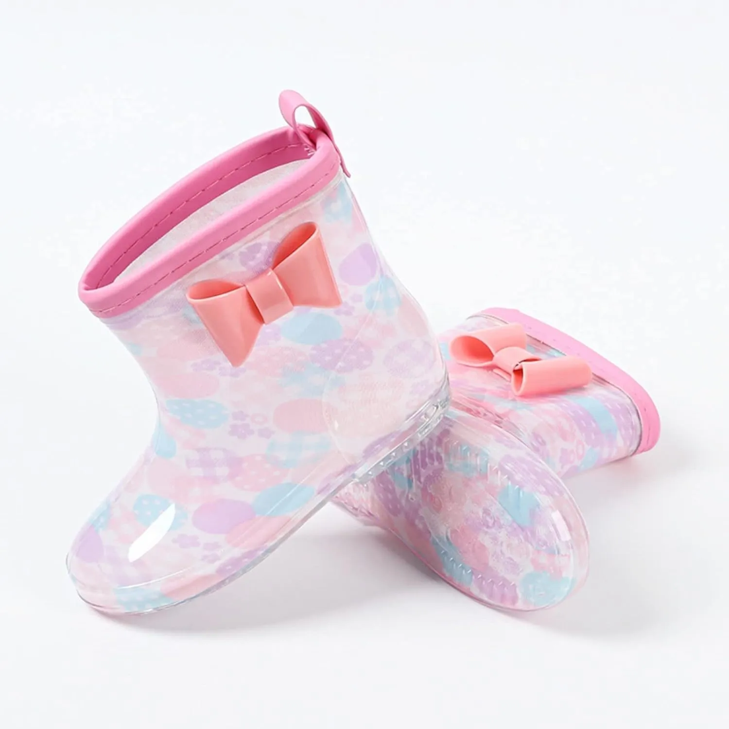 Toddler Rain Boots With Cute Bow Kids Waterproof Rubber Boots For Girls Boys Camouflage Rain Boots For Girls Short