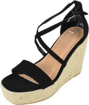 TOP Moda Women Espadrille Wedge High Heels Sandals Open Peep Toe Platform Ankle Strap PLATA-1