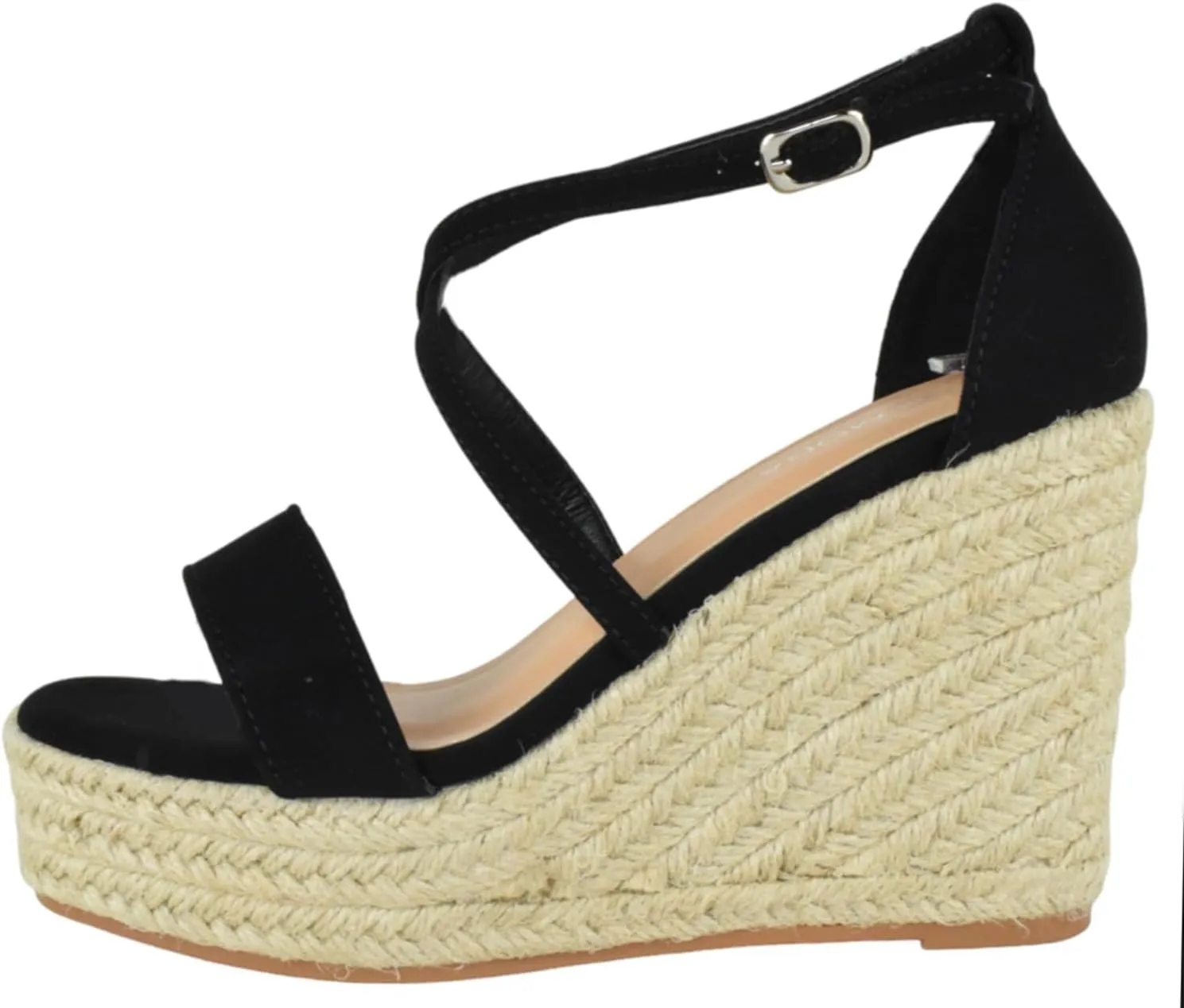 TOP Moda Women Espadrille Wedge High Heels Sandals Open Peep Toe Platform Ankle Strap PLATA-1