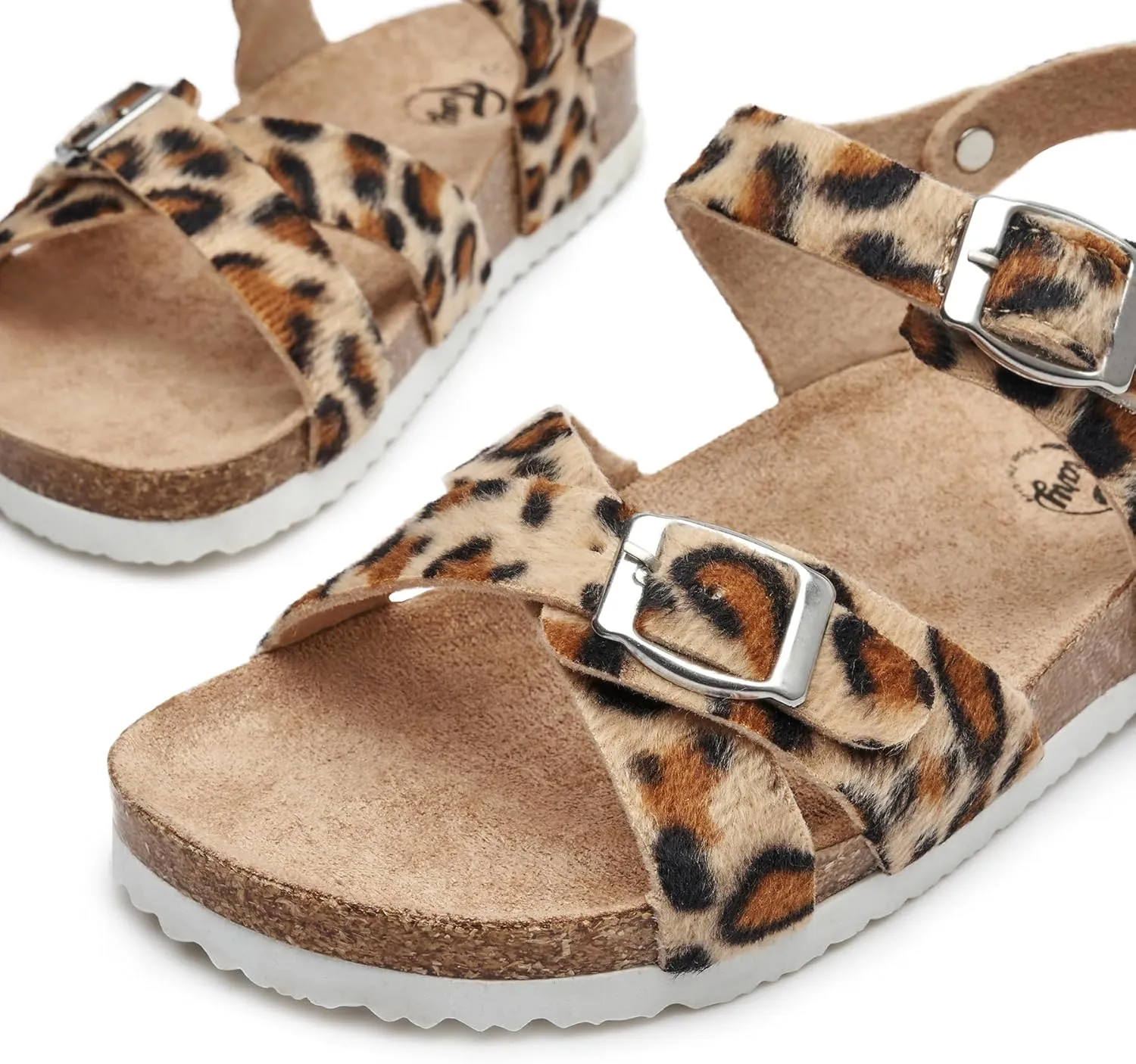 Trary Girls Sandals Open Toe Casual Summer Shoes with Cork Footbed Comfortable Flat Sandals for Little Kids