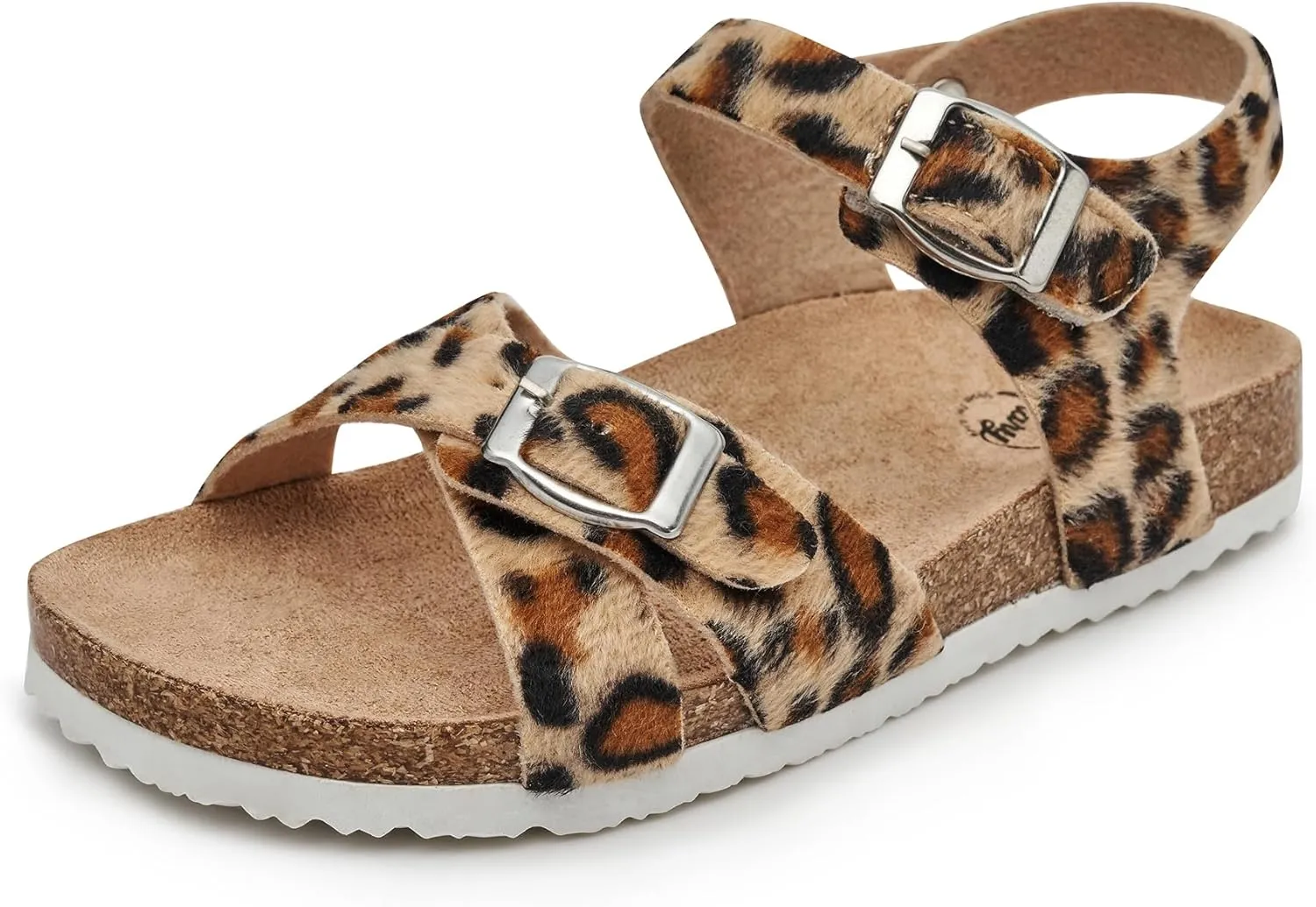 Trary Girls Sandals Open Toe Casual Summer Shoes with Cork Footbed Comfortable Flat Sandals for Little Kids