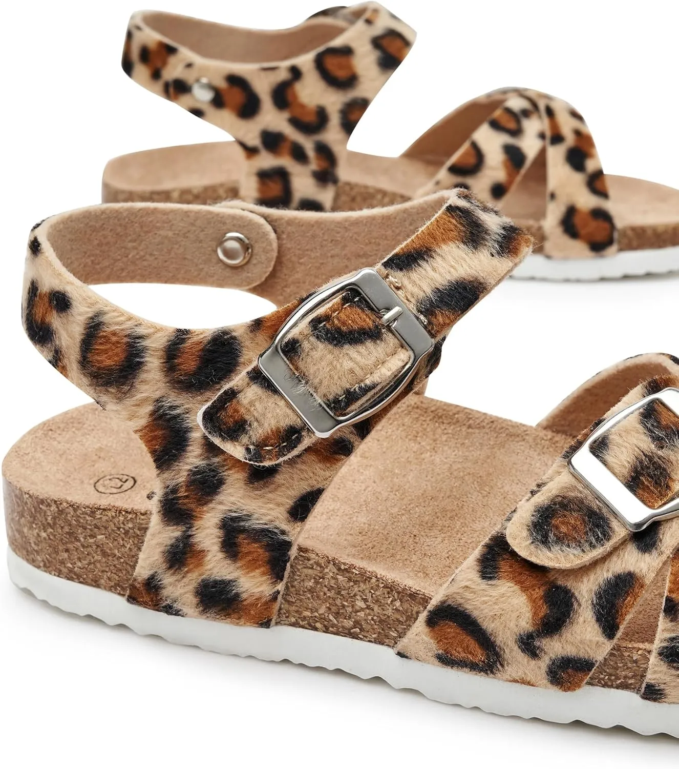 Trary Girls Sandals Open Toe Casual Summer Shoes with Cork Footbed Comfortable Flat Sandals for Little Kids