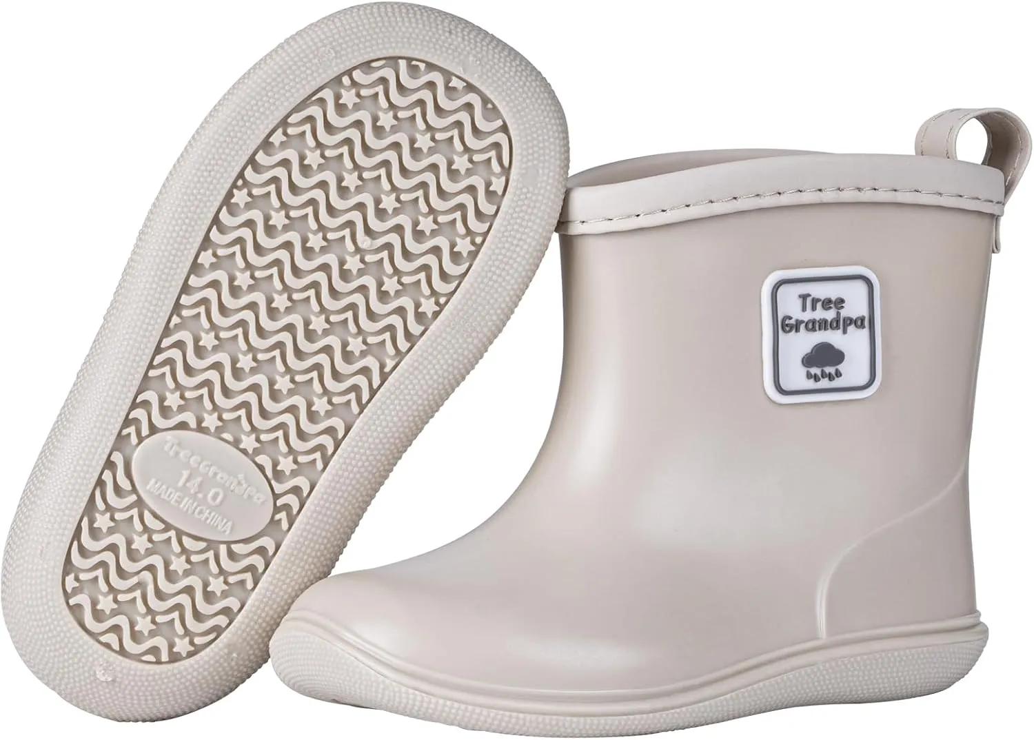 Tree Grandpa Toddler Rain Boots Baby Kids Easy-on Rain shoes Children Waterproof Shoes for Boys Girls(1-6 Years)