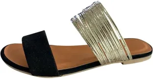 Trendy Sandals for Women 2024 Summer Sandals Womens flat Sandals Women's Faux Suede Flat Sandals Chain Strap Open Toe Slide Sandal