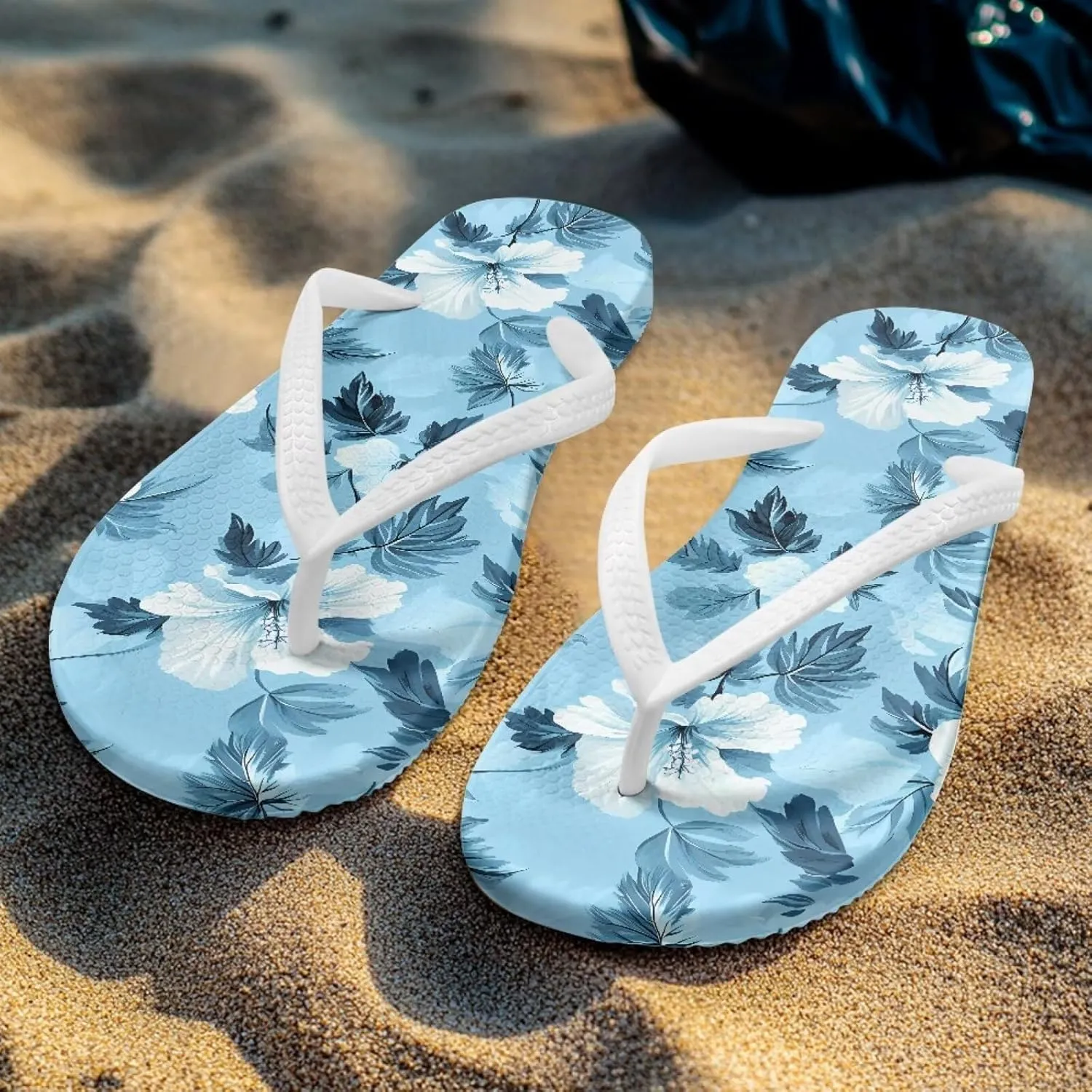 Tropical Plants Sandals Women Slim Shower Shoes Summer Beach Comfy Thong Cushion Flip Flops for Women