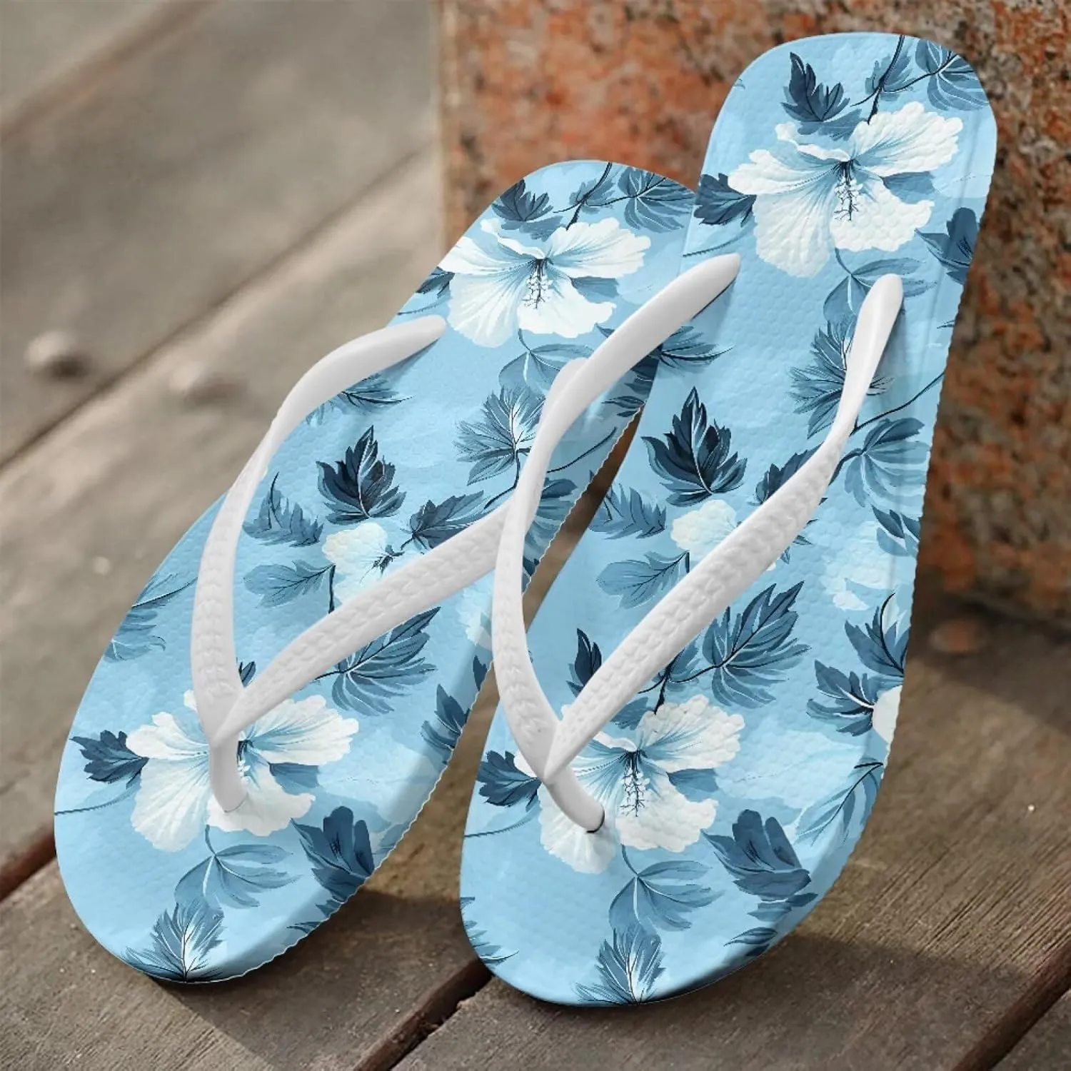 Tropical Plants Sandals Women Slim Shower Shoes Summer Beach Comfy Thong Cushion Flip Flops for Women