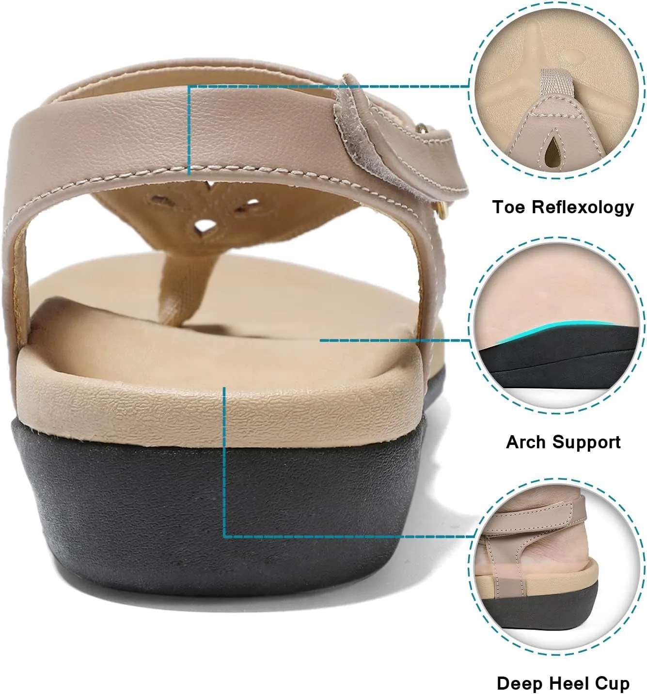 UTENAG Womens Arch Support Sandals Orthotic Thong Flip Flops