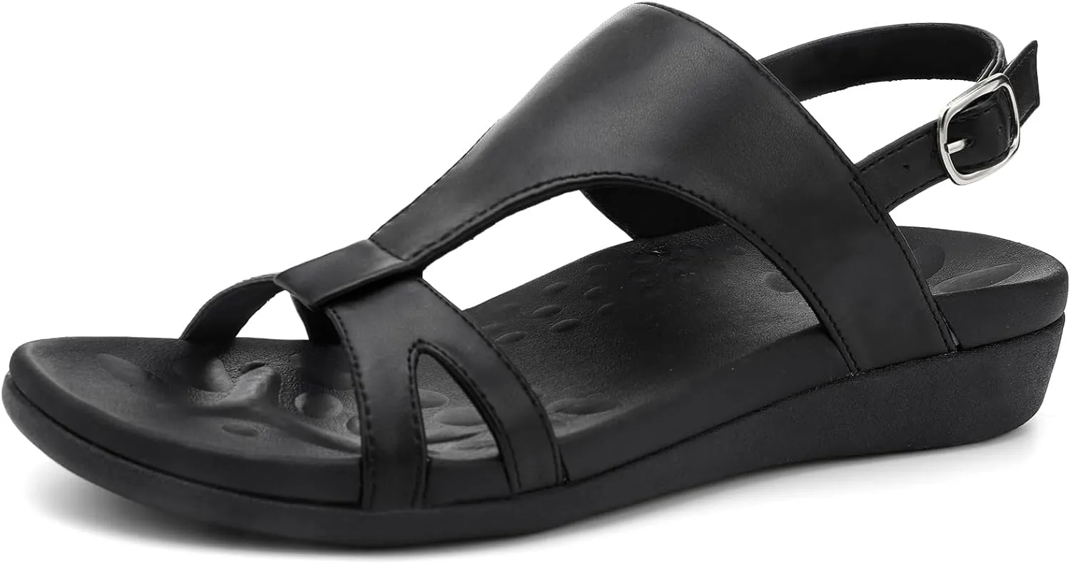 UTENAG Women's Comfortable Arch Support Walking Flat Sandals