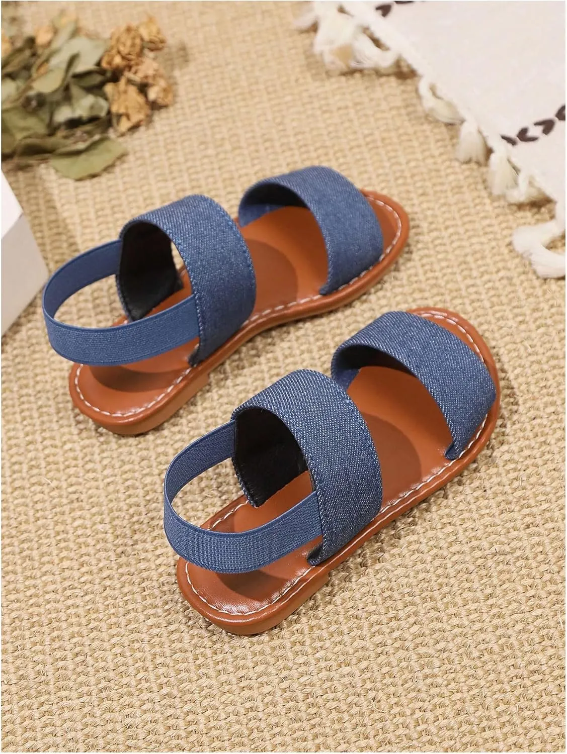Verdusa Girl's Braided Woven Leather Sandals Ankle Strap Open Toe Flat Sandals