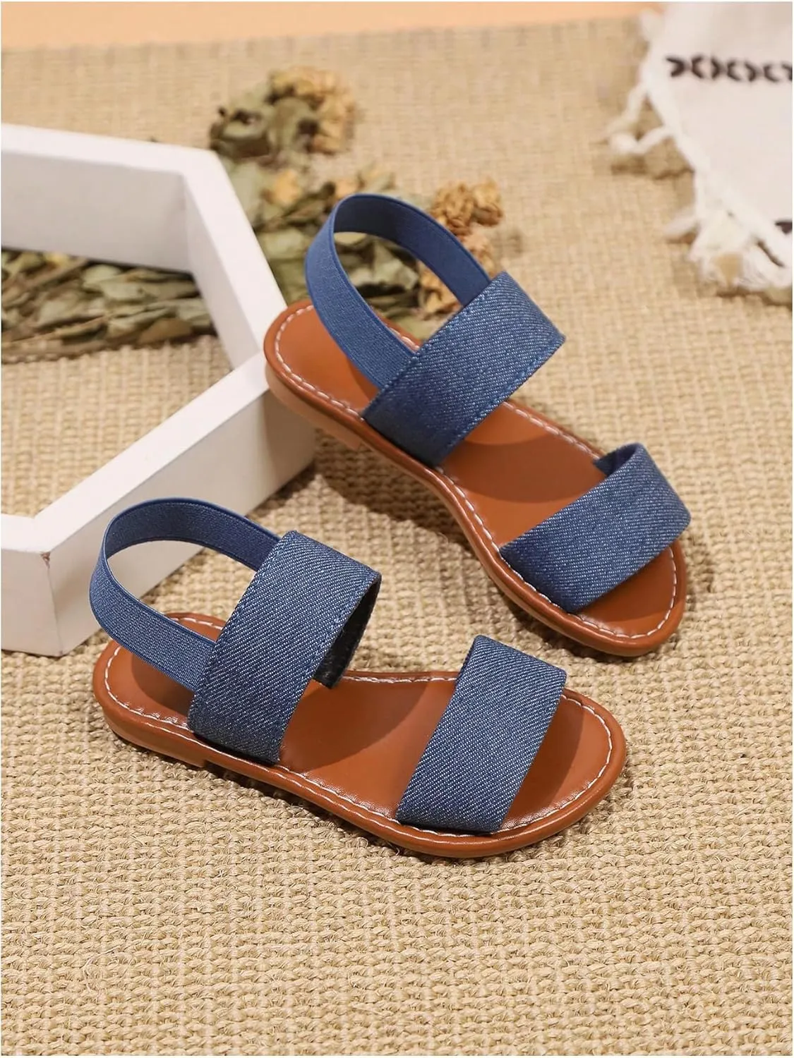 Verdusa Girl's Braided Woven Leather Sandals Ankle Strap Open Toe Flat Sandals