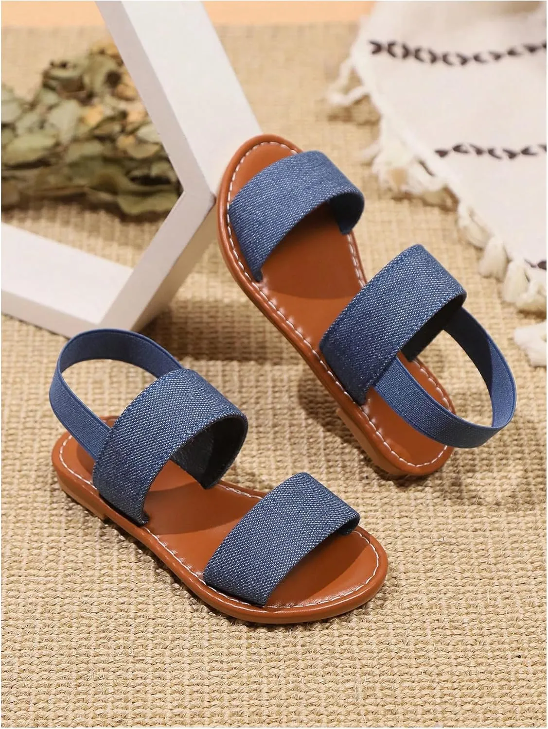 Verdusa Girl's Braided Woven Leather Sandals Ankle Strap Open Toe Flat Sandals