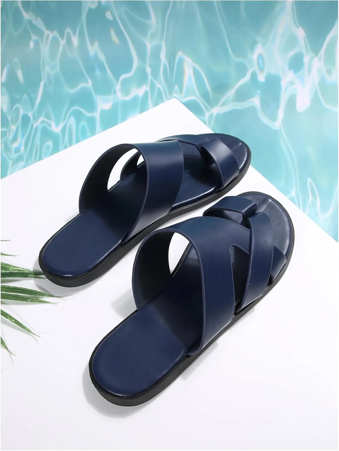 Verdusa Men's Casual Crisscross Leather Flip Flops Thong Sandals