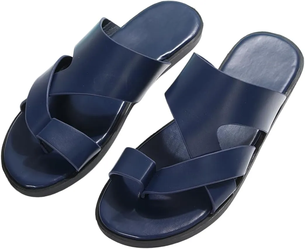 Verdusa Men's Casual Crisscross Leather Flip Flops Thong Sandals