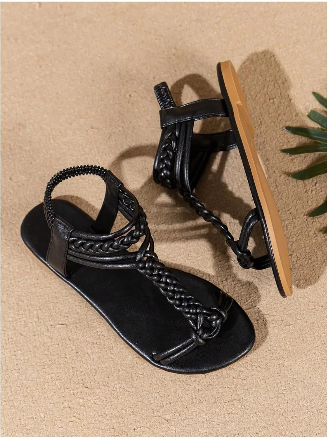 Verdusa Women's Braided Flat Sandals Summer Gladiator Shoes Open Toe Slingback Sandals