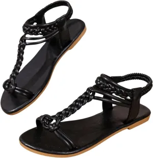 Verdusa Women's Braided Flat Sandals Summer Gladiator Shoes Open Toe Slingback Sandals