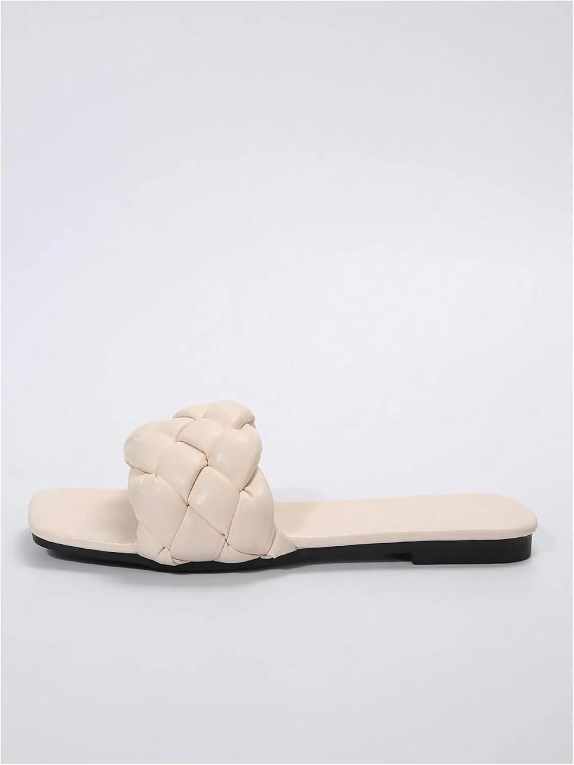 Verdusa Women's Braided Sandals Square Open Toe Slides Sandals Summer Shoes