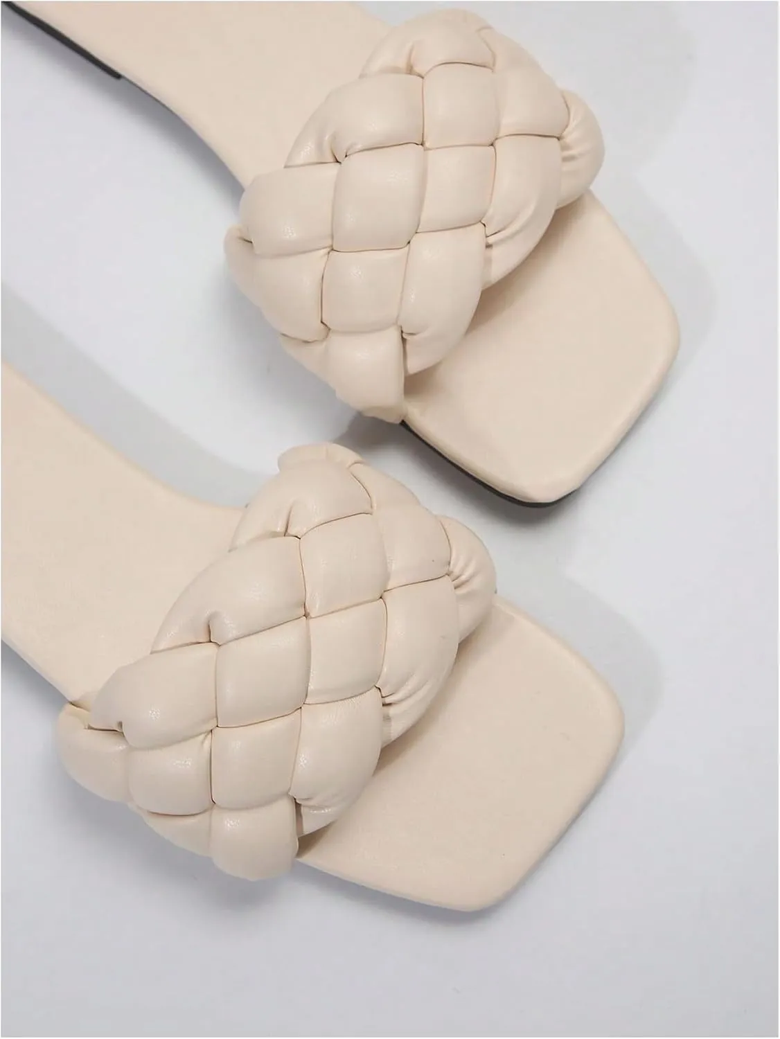 Verdusa Women's Braided Sandals Square Open Toe Slides Sandals Summer Shoes