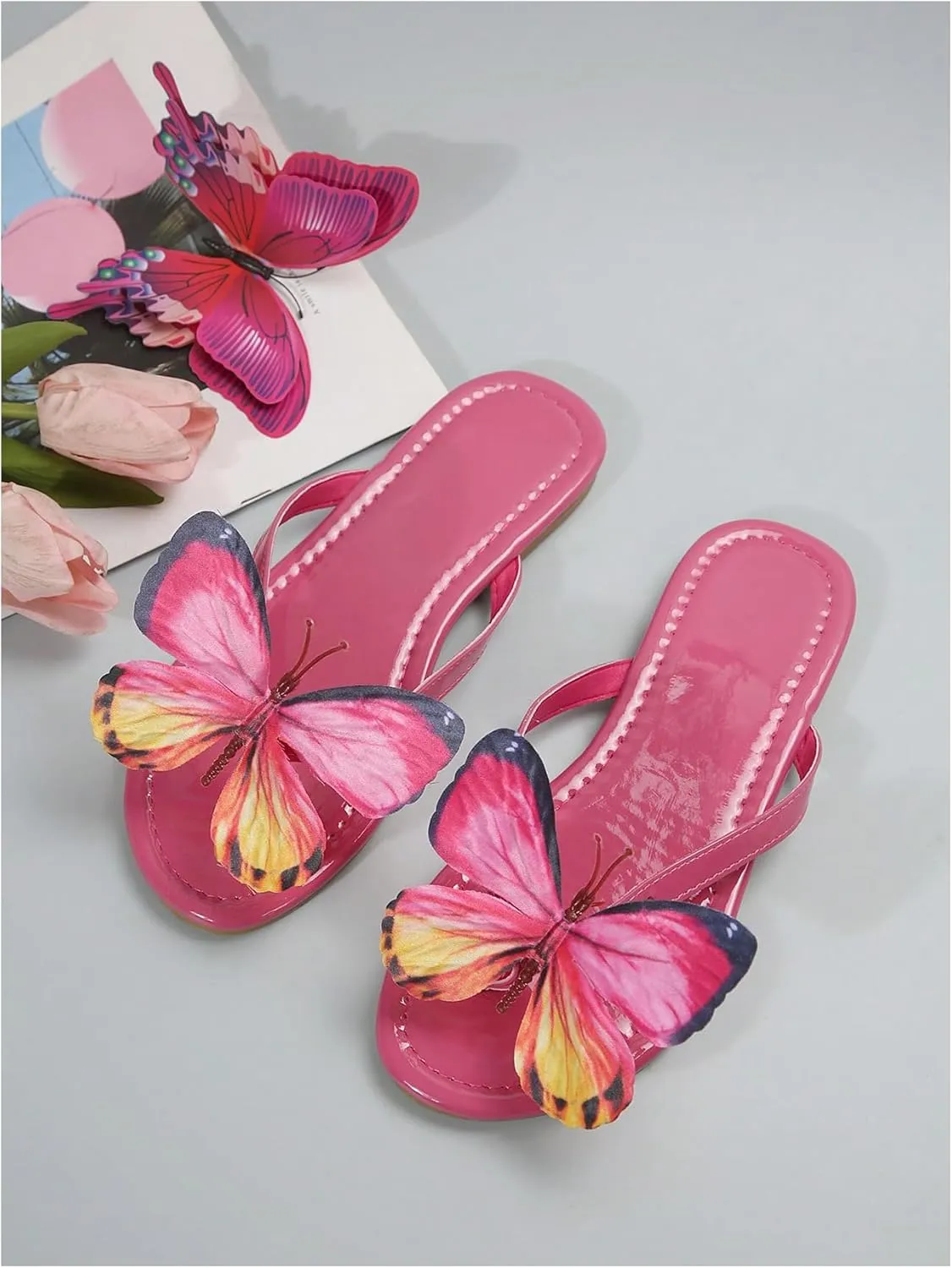 Verdusa Women's Flower Thong Sandals Flip Flops Summer Beach Slides