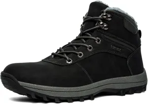 Veslexth Men's Lightweight Snow Boots Men Winter Warm Lining Anti-Slip Mid Top Leather Sneakers for Hiking Working Driving Outdoor Trekking Hiker Shoes