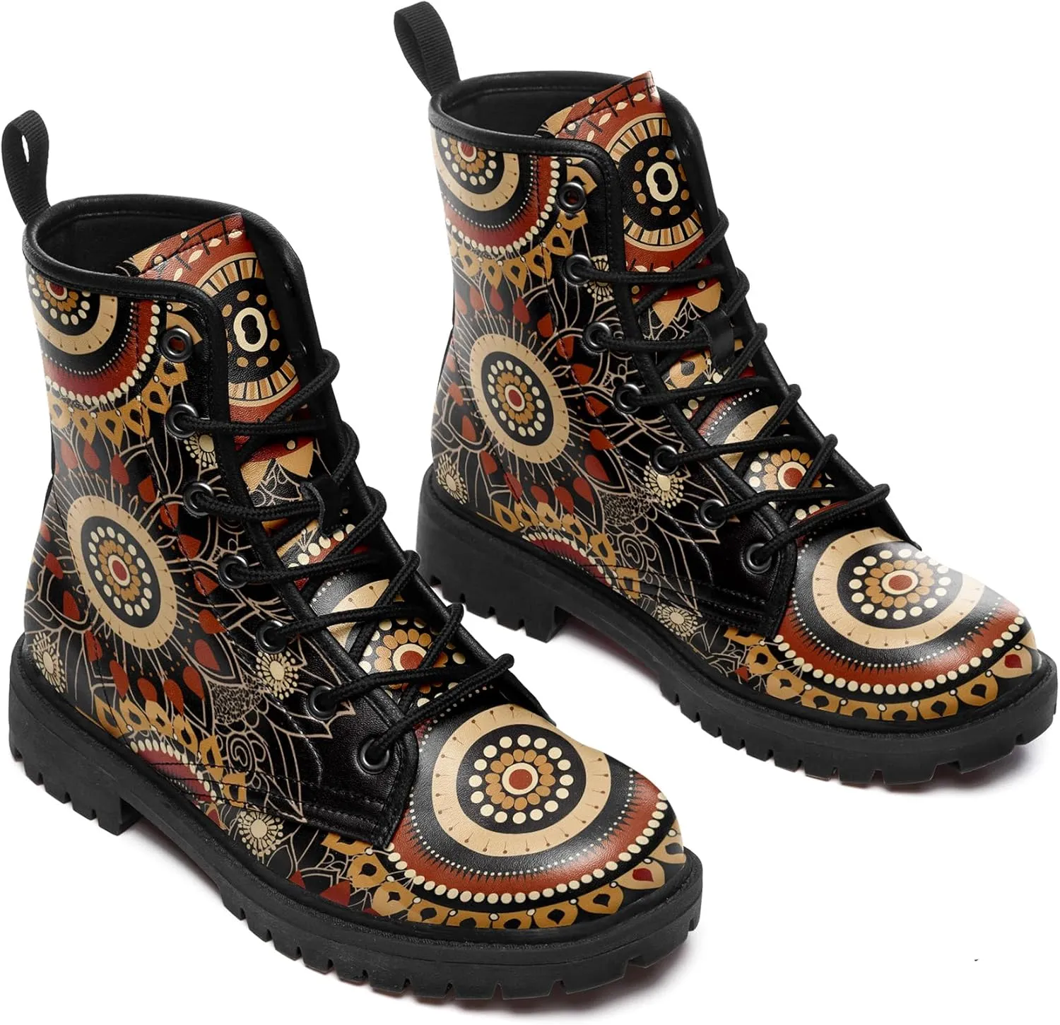 Vintage Bohemian Combat Boots Comfortable High-Top Ankle Booties for Women Men Fashion Casual Festival Winter Footwear