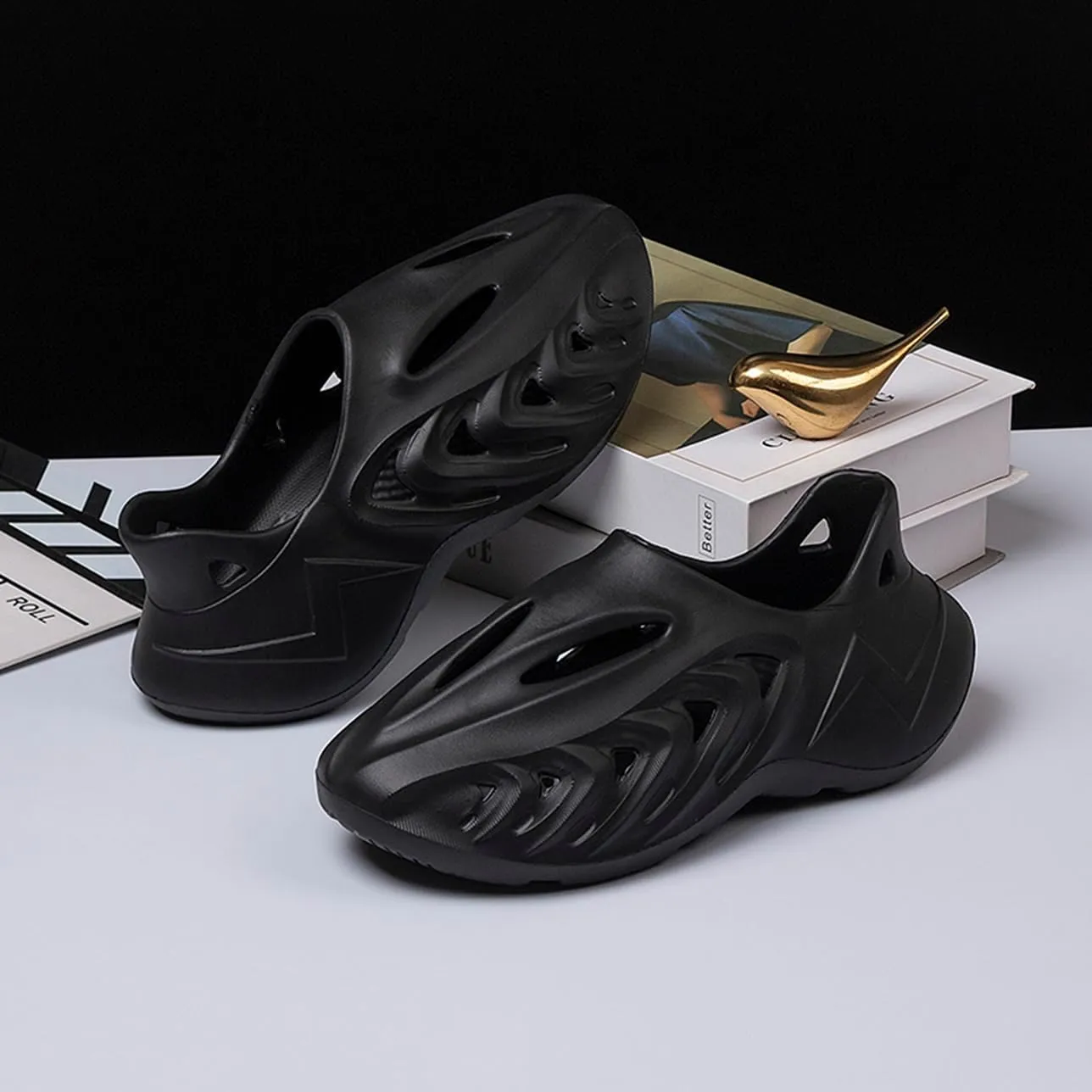vioxthak Foam Runner Casual Hollow Sports Shoes Closed Toe Cloud Slides Pillow Walking Shoes Running Shoes Foam Runners Sneakers Water Shoes Soft Outdoor Beach Sandals for Women Men