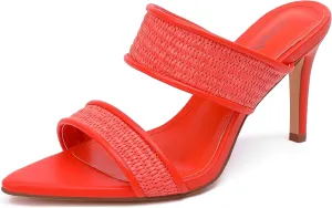 vivianly Clear Pointed Toe Heels Sandals Transparent Strap Stiletto High Heels Slip on Mules for Women