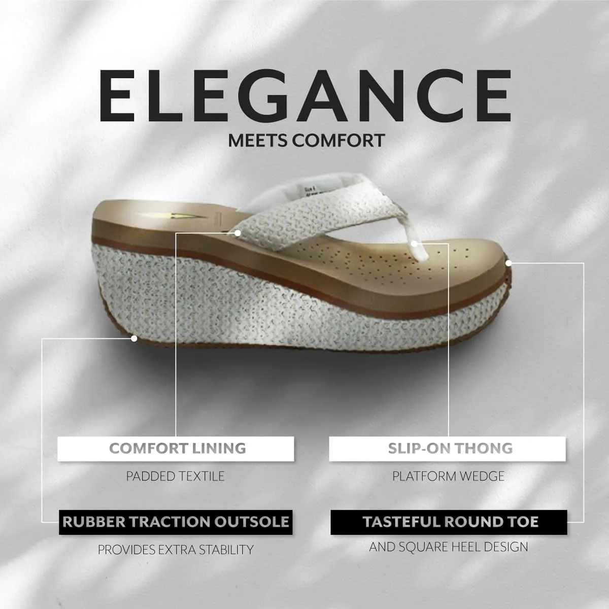 VOLATILE Island Wedge Sandals for Women Featuring Slip-On Thong Platform Style with EVA Insole and Rubber Outsole